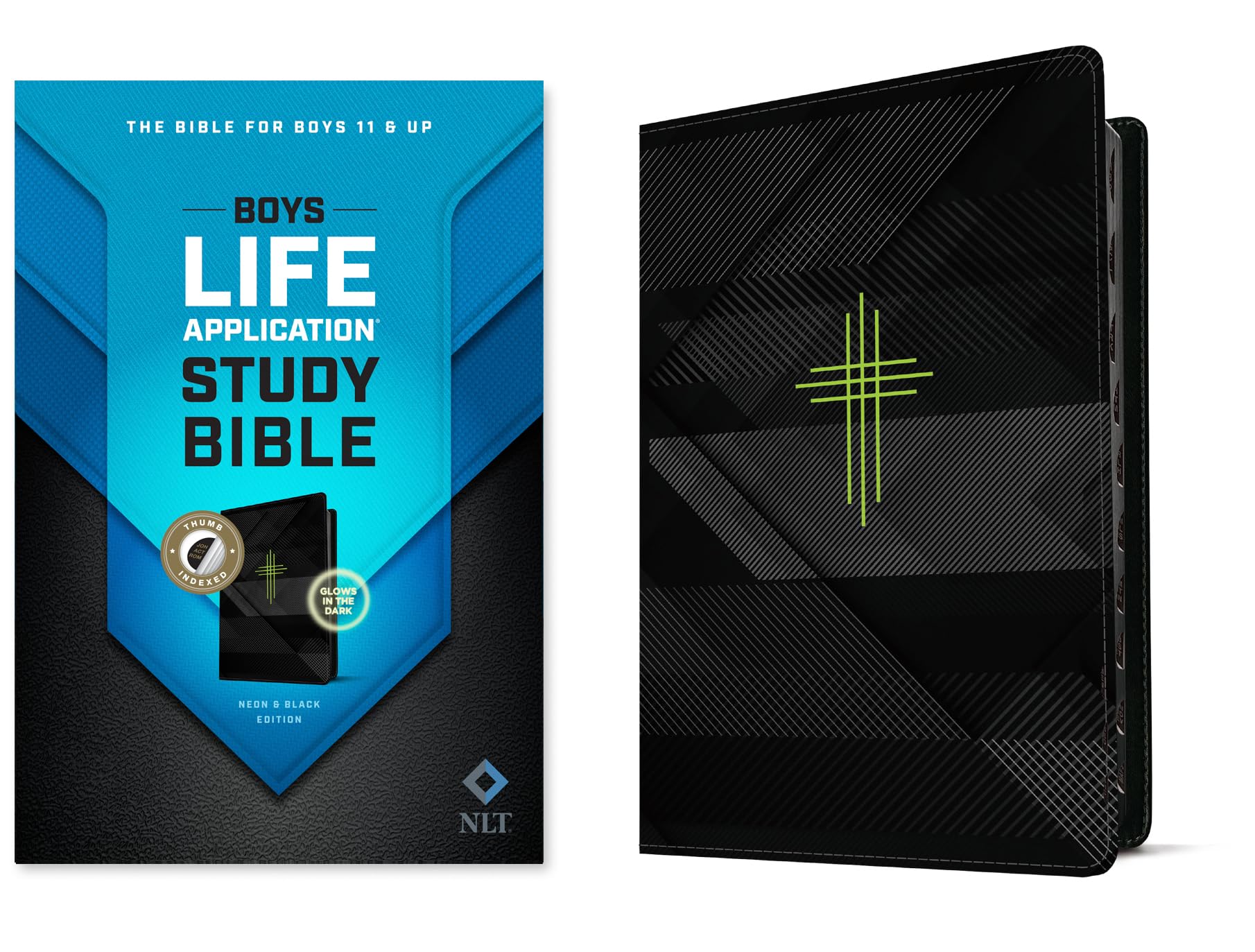 NLT Boys Life Application Study Bible, TuTone (LeatherLike, Neon/Black, Indexed) 9781496461445