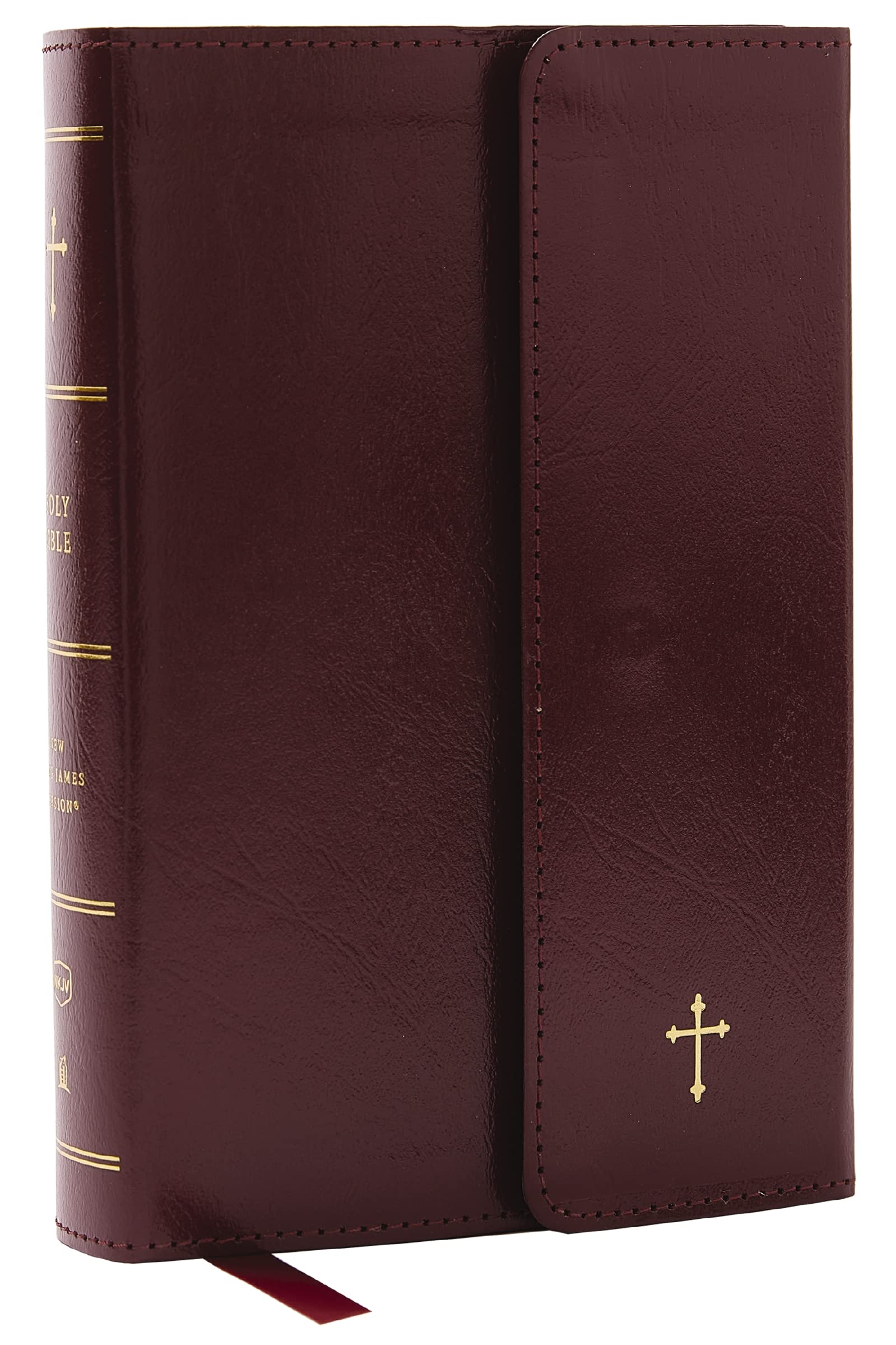 NKJV Compact Paragraph-Style Bible w/ 43,000 Cross References, Burgundy Leatherflex w/ Magnetic Flap, Red Letter, Comfort Print 9781400333332