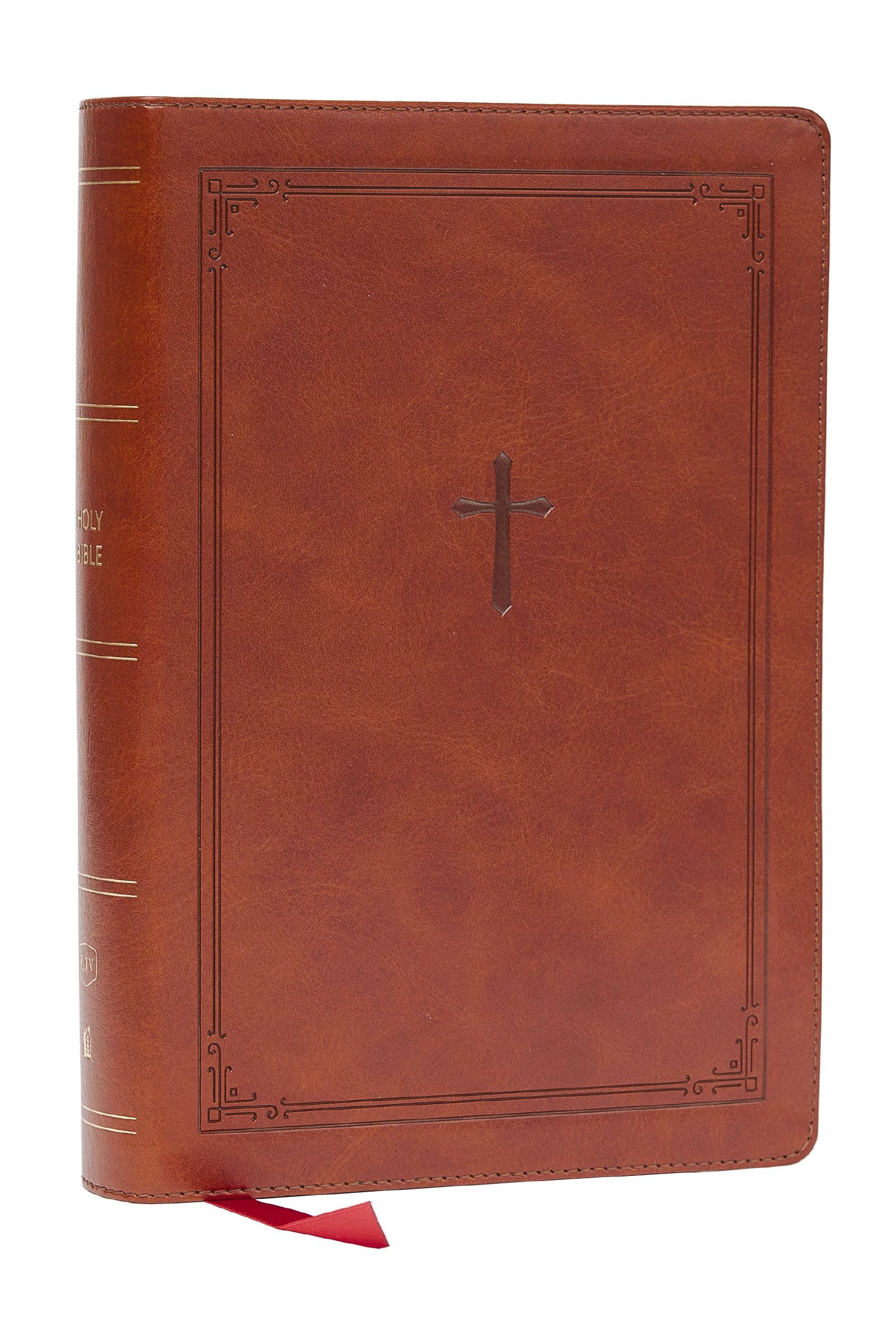 KJV Giant Print End-of-Verse Reference Bible, Brown Leathersoft, Red Letter, Comfort Print 9781400349463