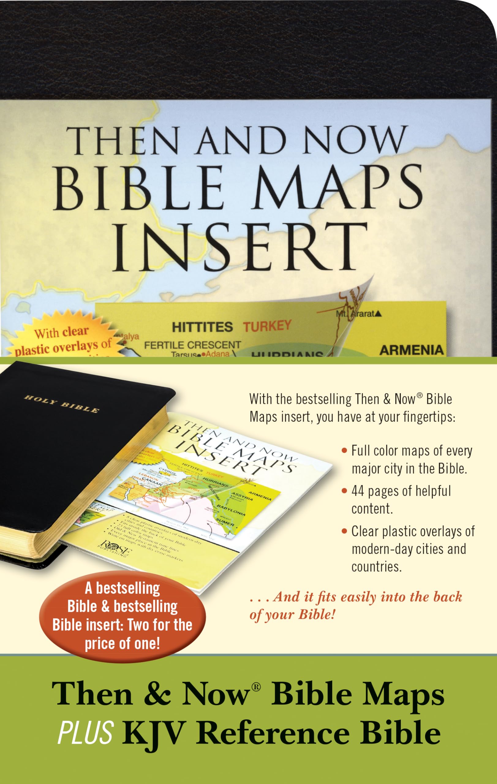KJV Then & Now Bible Maps Insert and KJV Bible Bundle: Bible & Bible Insert (Imitation Leather, Black, Red Letter) 9781683071860