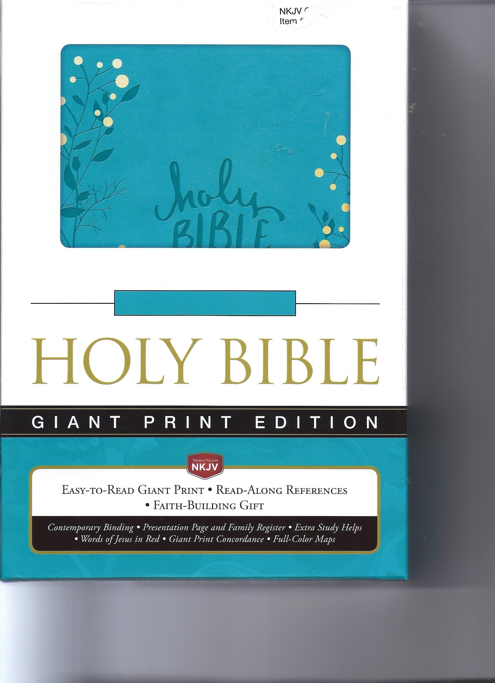 NKJV Giant Print Holy Bible Aqua Imitation Leather 9780718081430