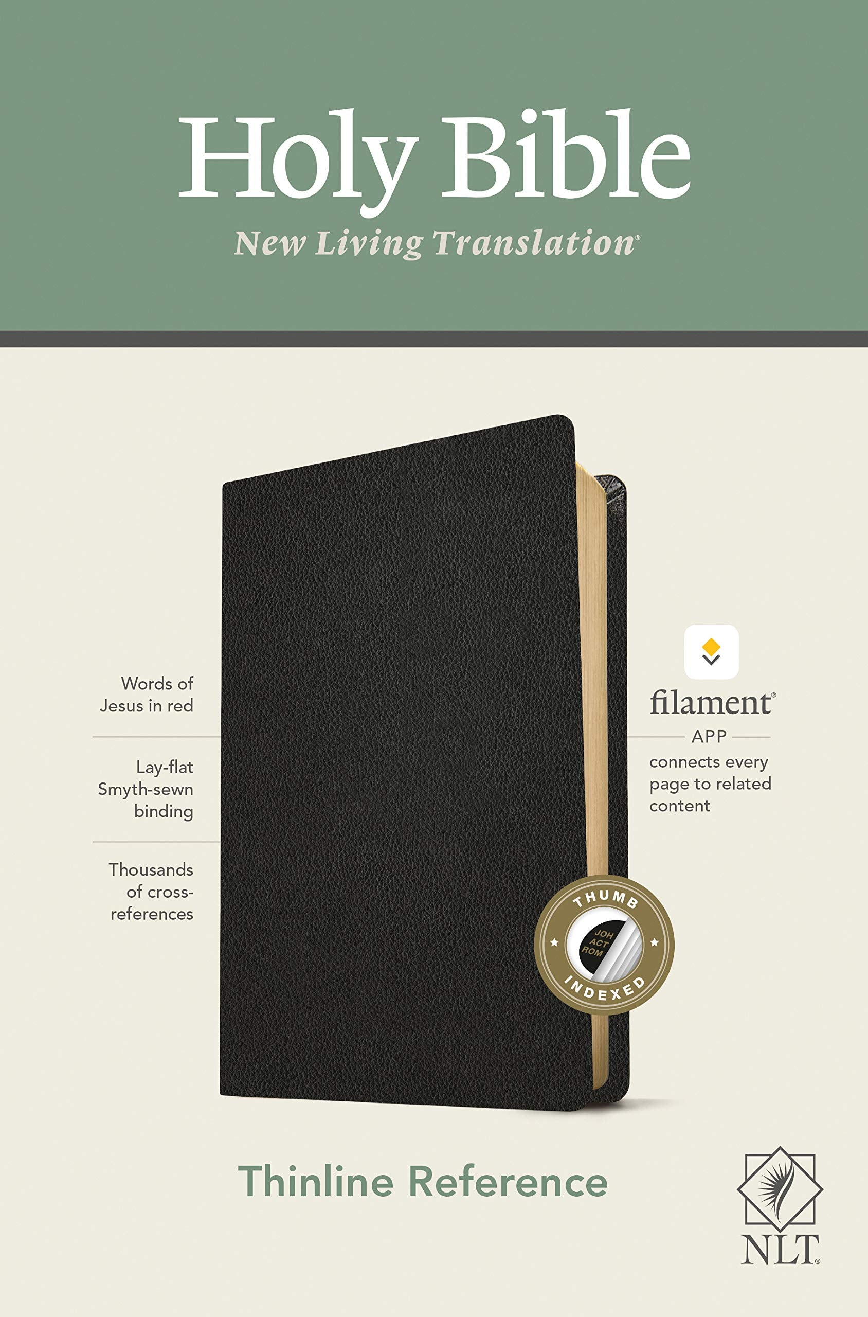 NLT Thinline Reference Holy Bible (Red Letter Genuine Leather Black Indexed): Includes Free Access to the Filament Bible App 9781496445247