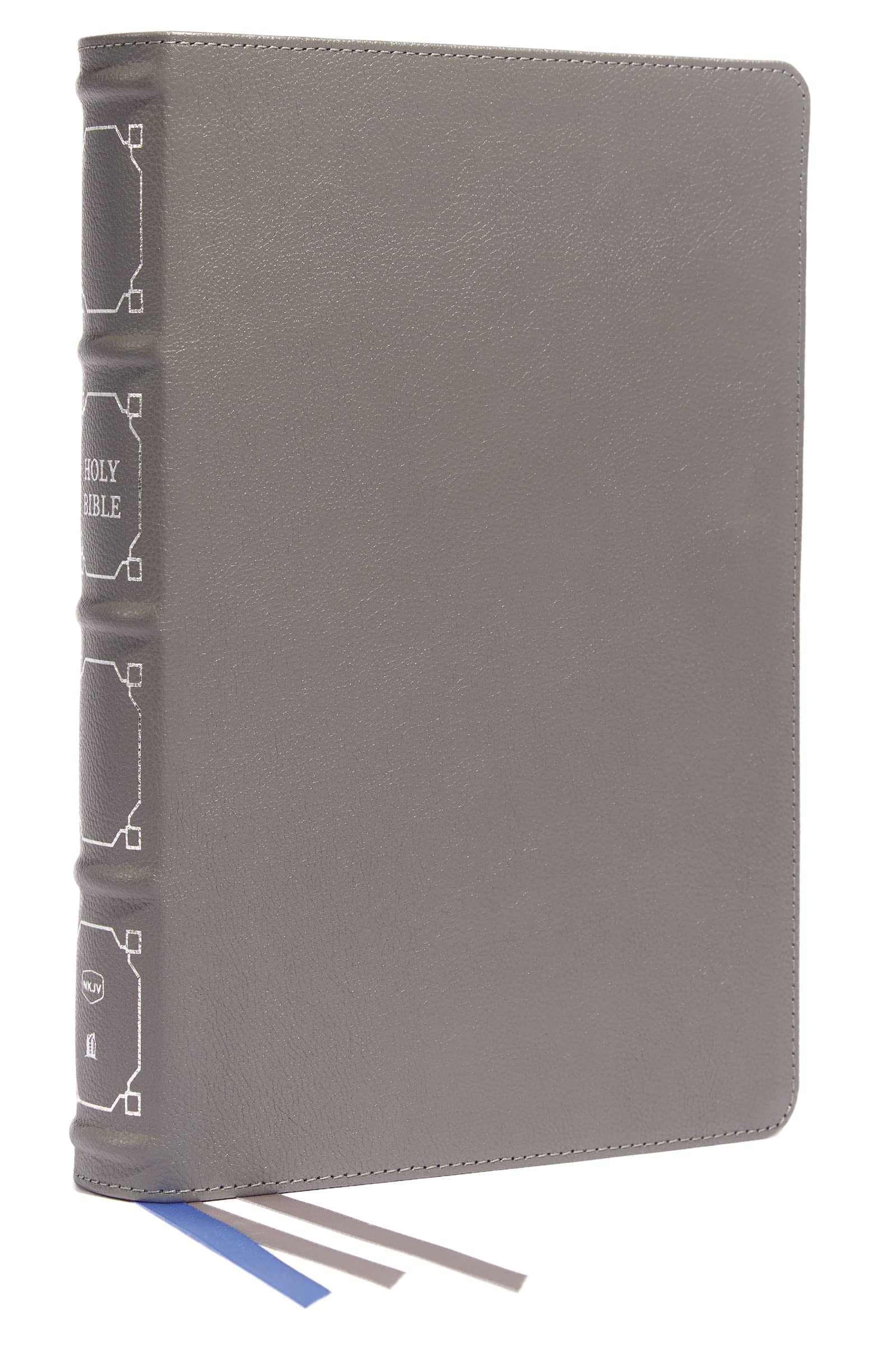 NKJV Reference Bible, Classic Verse-by-Verse, Center-Column, Genuine Leather, Gray, Red Letter, Thumb Indexed, Comfort Print 9780785253563