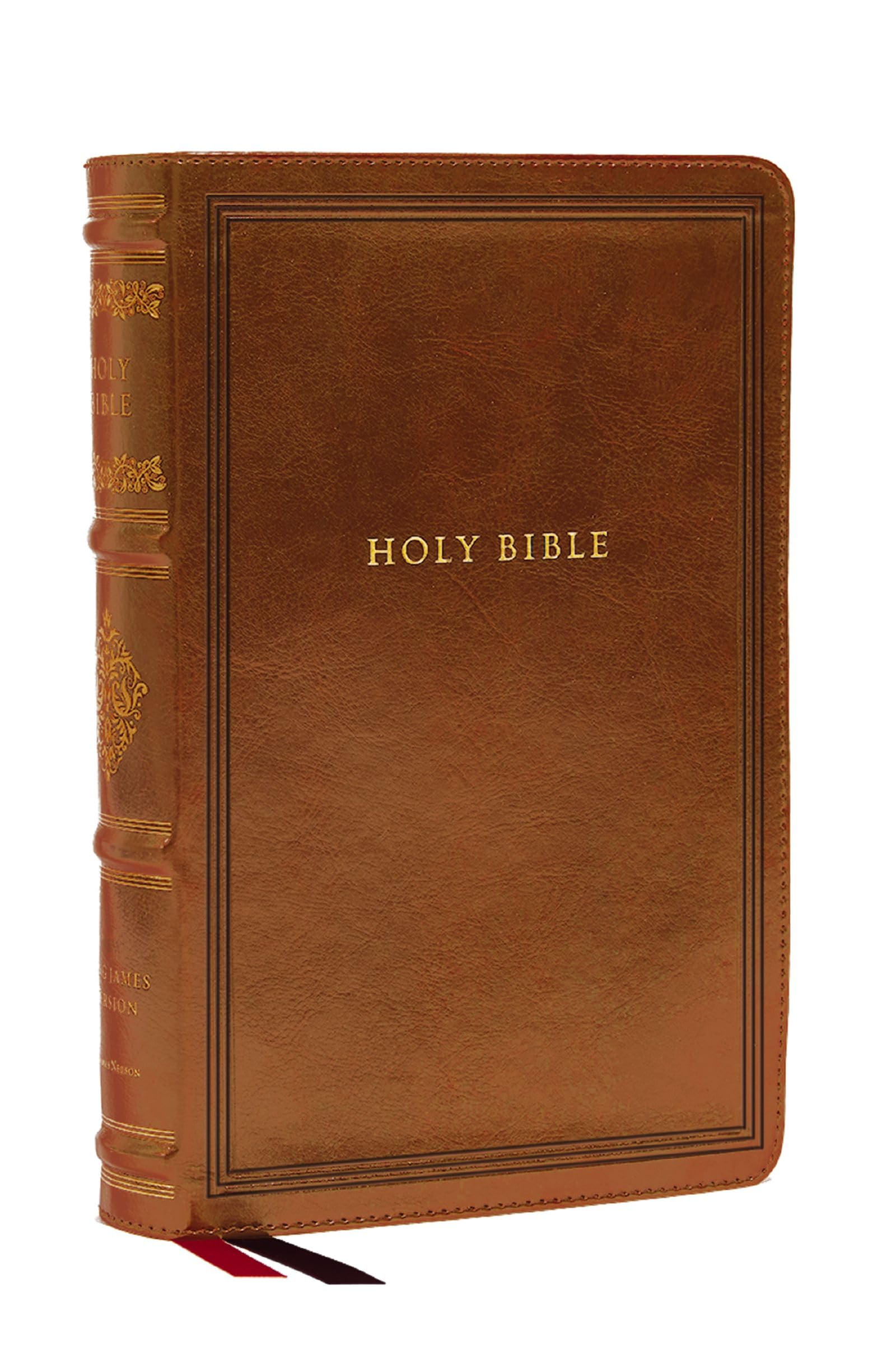 KJV Large Print Reference Bible, Brown Leathersoft, Red Letter, Comfort Print (Sovereign Collection) 9781400344192