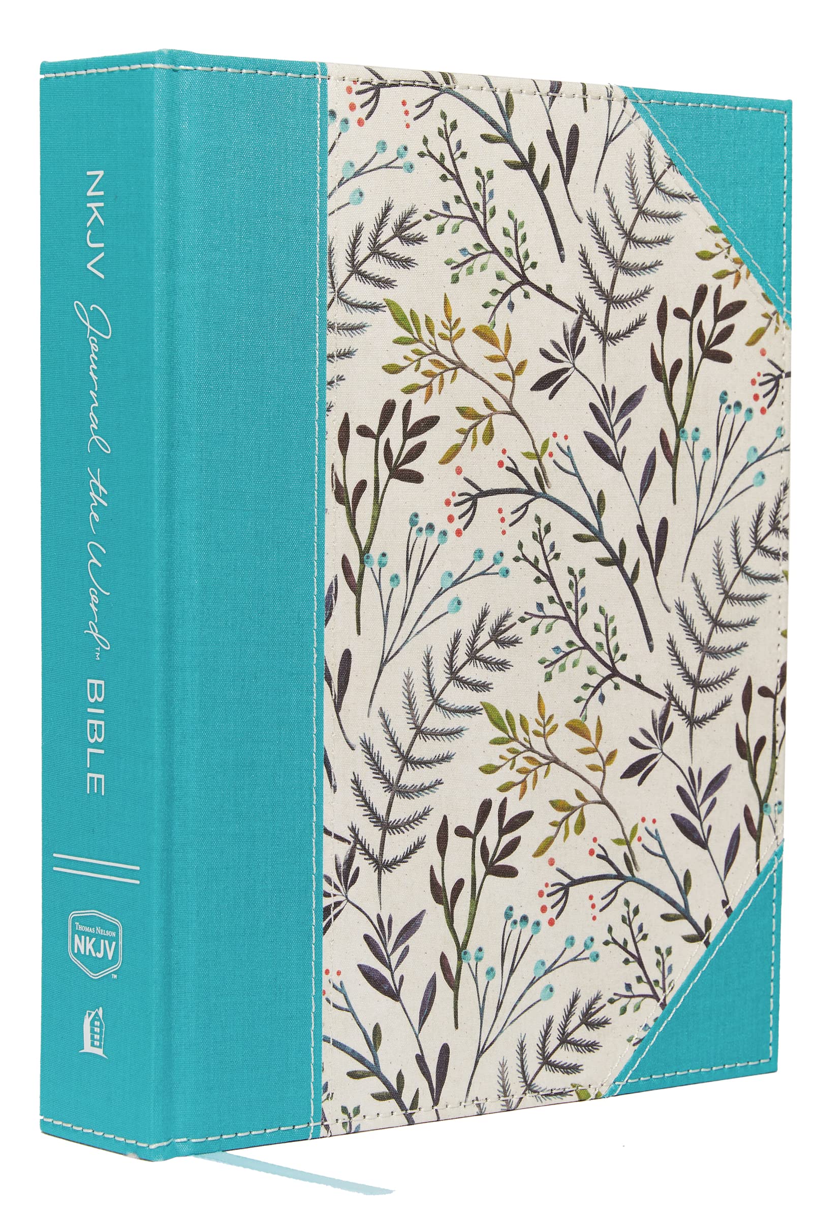 NKJV Journal the Word Bible Large Print Cloth over Board Blue Floral Red Letter Edition 9780718090913