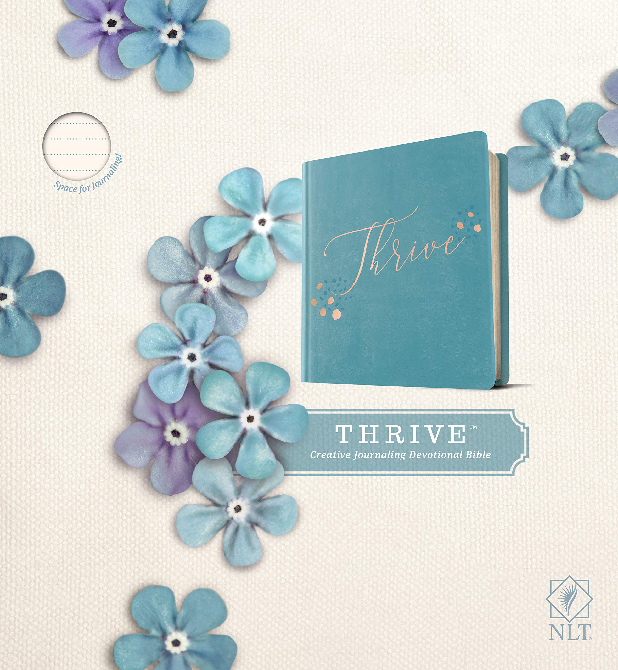 NLT THRIVE Creative Journaling Devotional Bible (Hardcover LeatherLike, Teal Blue with Rose Gold) 9781496448248