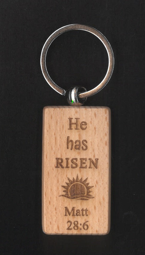 He is Risen Inspirational Wood Keychain