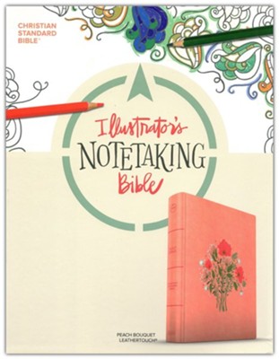 CSB Illustrator's Notetaking Bible, Large Print Edition--soft leather-look, peach bouquet